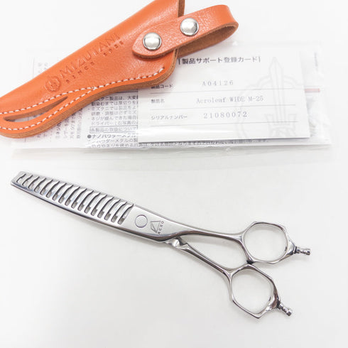【ミズタニシザーズ ミズタニシザーMIZUTANI SCISSORS】ACRO Acroleaf WIDE M-25 メガネ シザー セニング 美容ハサミ すきばさみ 美容師 理容師 約15~25% 右利き 5.8インチ 中古 sc2785