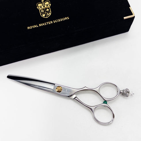 【ロイヤルマスターROYAL MASTER】WILLOW MO60 笹刃ドライカット シザー メガネ 理容 美容ハサミ 美容師 理容師 右利き 6インチ 中古 sc2858