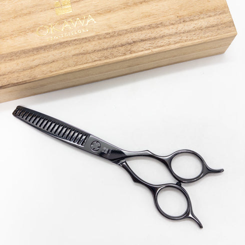 【オオカワプロシザーズ オオカワプロシザーOKAWA PRO SCISSORS】HC193 DLCコーティング メガネ シザー セニング 美容ハサミ すきばさみ 美容師 理容師 約25~30% 右利き 5.8インチ 中古 sc2859