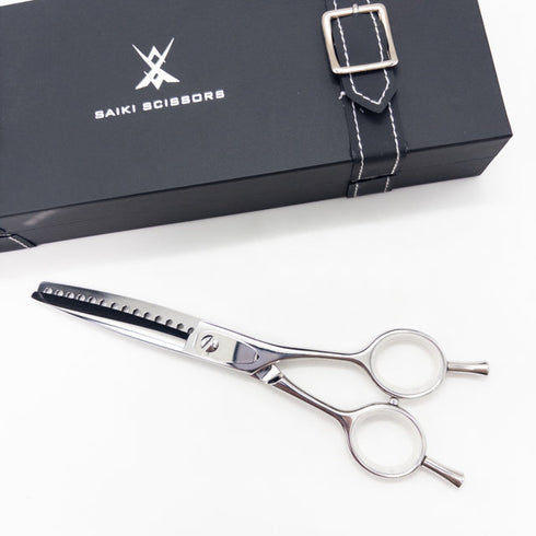 美品【サイキシザーズ サイキシザーSAIKI SCISSORS】YX14N メガネ シザー セニング 美容ハサミ すきばさみ 美容師 理容師 約35~40% 右利き 6インチ 中古 sc2956