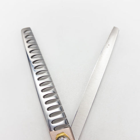 【SVANS.スバンス】ローズゴールド ブレンディング トリミングシザー 右利き セニング トリマー ペット 7インチ 中古 sc3077