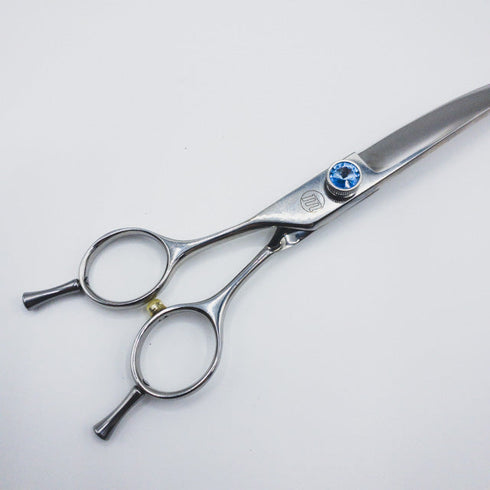 【moontay】 トリミングシザー カーブシザー アール メガネ 左利き トリマー ペット 7インチ 中古 sc322