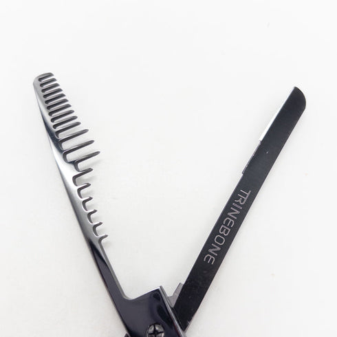 美品【ヘアリセッターHAIR RESETTER】TRINEBONEトラインボーン 特殊セニング オフセット シザー セニング 美容ハサミ すきばさみ 美容師 理容師 約% 右利き 6.5インチ 中古 sc3356