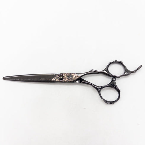 【トラックスシザーズ トラックスシザーTRACKS SCISSORS】PEACE ブラックコーティング シザー オフセット 理容 美容ハサミ 美容師 理容師 右利き 5.9インチ 中古 sc3662