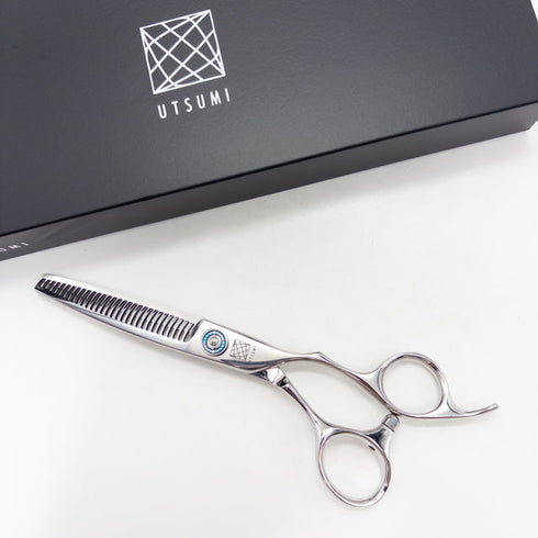 【内海ウツミUTSUMI】SWISH15 オフセット シザー セニング 美容ハサミ すきばさみ 美容師 理容師 約15% 右利き 6インチ 中古 sc3711