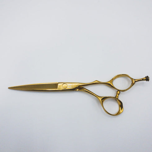 【ミズタニシザーズ ミズタニシザーMIZUTANI SCISSORS】TWIGゴールドコーティング シザー オフセット 理容 美容ハサミ 美容師 理容師 右利き 6インチ 中古 sc384