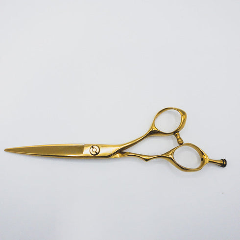 【ミズタニシザーズ ミズタニシザーMIZUTANI SCISSORS】TWIGゴールドコーティング シザー オフセット 理容 美容ハサミ 美容師 理容師 右利き 6インチ 中古 sc384