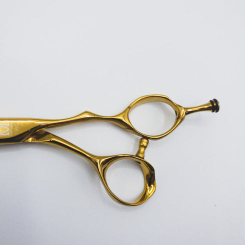 【ミズタニシザーズ ミズタニシザーMIZUTANI SCISSORS】TWIGゴールドコーティング シザー オフセット 理容 美容ハサミ 美容師 理容師 右利き 6インチ 中古 sc384