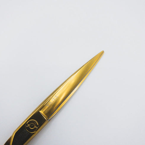 【ミズタニシザーズ ミズタニシザーMIZUTANI SCISSORS】TWIGゴールドコーティング シザー オフセット 理容 美容ハサミ 美容師 理容師 右利き 6インチ 中古 sc384