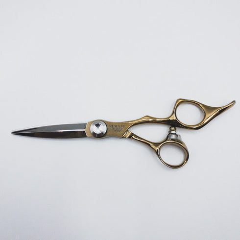 【トギノンTOGINON】FUMA FFスライド ゴールド シザー オフセット 理容 美容ハサミ 美容師 理容師 右利き 5.8インチ 中古 sc392