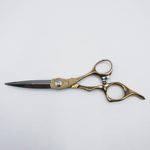 【トギノンTOGINON】FUMA FFスライド ゴールド シザー オフセット 理容 美容ハサミ 美容師 理容師 右利き 5.8インチ 中古 sc392