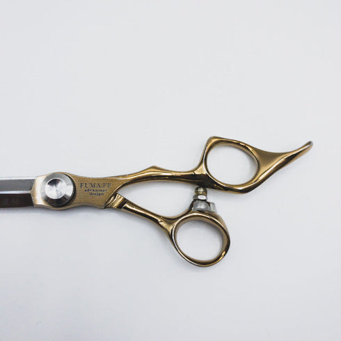 【トギノンTOGINON】FUMA FFスライド ゴールド シザー オフセット 理容 美容ハサミ 美容師 理容師 右利き 5.8インチ 中古 sc392