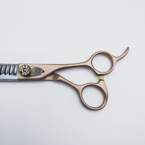 【SVANS.スバンズ】SICKLE-1ローズゴールド ブレンディング ブレンダー トリミングシザー 右利き セニング トリマー ペット 7.5インチ 中古 sc460