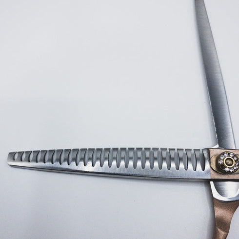 【SVANS.スバンズ】SICKLE-1ローズゴールド ブレンディング ブレンダー トリミングシザー 右利き セニング トリマー ペット 7.5インチ 中古 sc460