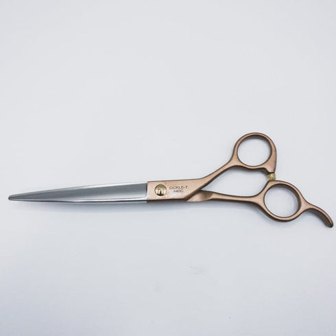 【Svans.スバンス】SICKLE-7 440C ローズゴールド ストレート トリミングシザー オフセット 右利き トリマー ペット 7インチ 中古 sc469