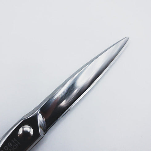 美品【HONOU炎】H600 笹刃 ドライカット スライド シザー オフセット 理容 美容ハサミ 美容師 理容師 右利き 6.2インチ 中古 sc470