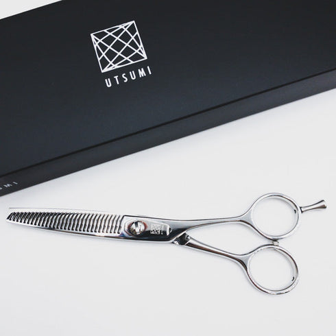 新品未使用【内海ウツミUTSUMI】SL13 メガネ シザー セニング 美容ハサミ すきばさみ 美容師 理容師 約13% 右利き 6インチ 中古 sc2591