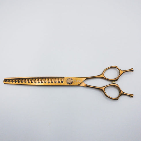 美品【シルバーラインSilverLine】ゴールドパンパン手品ハサミSUM7518 トリミングシザー 右利き セニング トリマー ペット 7.5インチ 中古 sc519