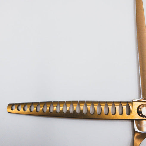 美品【シルバーラインSilverLine】ゴールドパンパン手品ハサミSUM7518 トリミングシザー 右利き セニング トリマー ペット 7.5インチ 中古 sc519