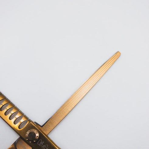 美品【シルバーラインSilverLine】ゴールドパンパン手品ハサミSUM7518 トリミングシザー 右利き セニング トリマー ペット 7.5インチ 中古 sc519