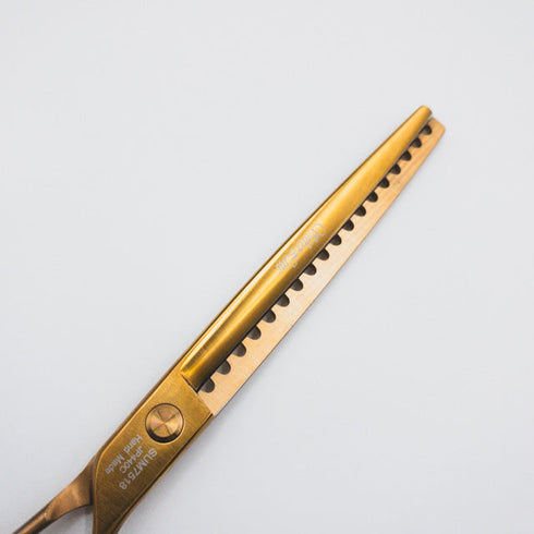 美品【シルバーラインSilverLine】ゴールドパンパン手品ハサミSUM7518 トリミングシザー 右利き セニング トリマー ペット 7.5インチ 中古 sc519