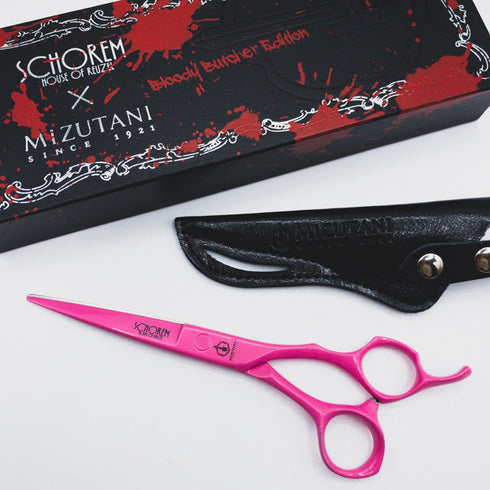【ミズタニシザーズ ミズタニシザーMIZUTANI SCISSORS】SCHOREM MASTER PINK FLAMINGOⅡピンクフラミンゴ2 シザー オフセット 理容 美容ハサミ 美容師 理容師 右利き 6インチ 中古 sc523