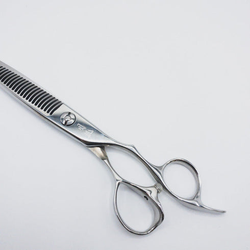 【フライングシザーズFLYING SCISSORS】TS-28月読ツクヨミ オフセット シザー セニング 美容ハサミ すきばさみ 美容師 理容師 約20~30% 右利き 6インチ 中古 sc64