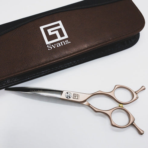 【SVANS.スバンス】SICKLE-4カラフル カーブ トリミングシザー メガネ 右利き トリマー ペット 6.5インチ 中古 sc687