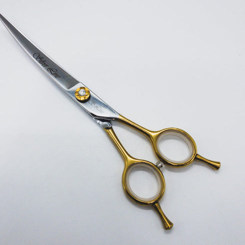 美品【シルバーラインSilverLine】国民三銃士ノコギリ刃 KUTC700 カーブ トリミングシザー メガネ 右利き トリマー ペット 7インチ 中古 sc752