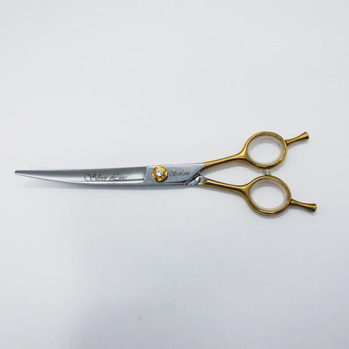 美品【シルバーラインSilverLine】国民三銃士ノコギリ刃 KUTC700 カーブ トリミングシザー メガネ 右利き トリマー ペット 7インチ 中古 sc752