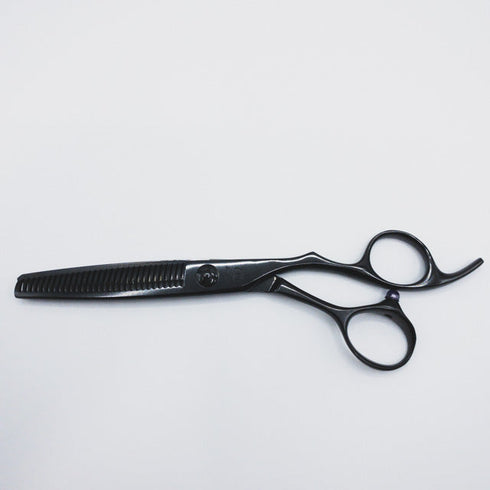 美品【マユミシザーMAYUMI】NOH-30Fブラックコーティング オフセット シザー セニング 美容ハサミ すきばさみ 美容師 理容師 約10~20% 右利き 6インチ 中古 sc76