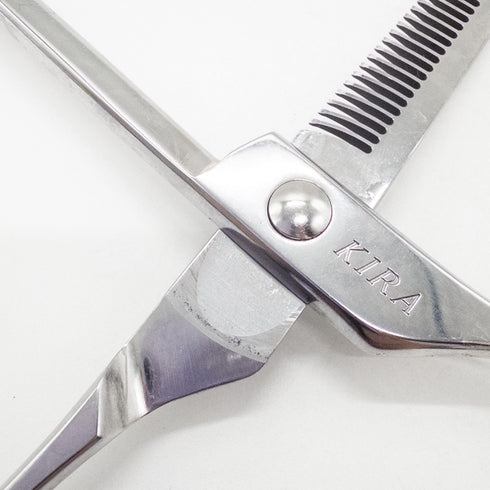 【キラシザーズ キラシザーKIRA】 オフセット シザー セニング 美容ハサミ すきばさみ 美容師 理容師 約% 右利き 6インチ 中古 sc797