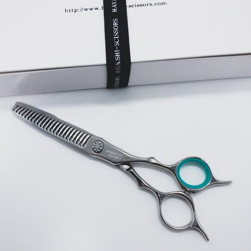 美品【ハヤシシザーズ ハヤシシザーHAYASHI SCISSORS】HYS-23R4-WH-6 メガネ シザー セニング 美容ハサミ すきばさみ 美容師 理容師 約35~40% 右利き 6インチ 中古 sc805