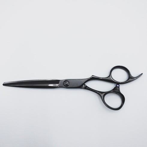 美品【マユミシザーMAYUMI】VM-65ブラックコーティング シザー オフセット理容 美容ハサミ 美容師 理容師 右利き 6.5インチ 中古 sc83