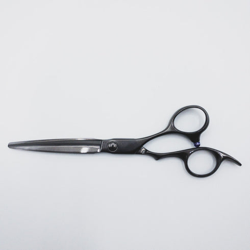 美品【マユミシザーMAYUMI】VM-65ブラックコーティング シザー オフセット理容 美容ハサミ 美容師 理容師 右利き 6.5インチ 中古 sc83