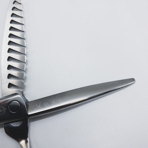 【ミズタニシザーズ ミズタニシザーMIZUTANI SCISSORS】SCHOREM MASTER 12 LEFTYシュコーラムマスター オフセット シザー セニング 美容ハサミ すきばさみ 美容師 理容師 約35~45% 左利き 6インチ 中古 sc835