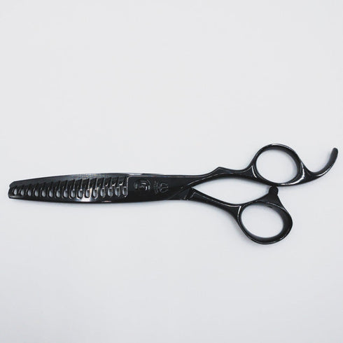 美品【マユミシザーMAYUMI】NOT-16G ブラックコーティング オフセット シザー セニング 美容ハサミ すきばさみ 美容師 理容師 約15~20%% 右利き 6インチ 中古 sc90