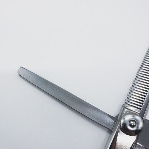 【ミズタニシザーズ ミズタニシザーMIZUTANI SCISSORS】BLACK-SMITH オフセット シザー セニング 美容ハサミ すきばさみ 美容師 理容師 約30~35% 左利き 6インチ 中古 sc916